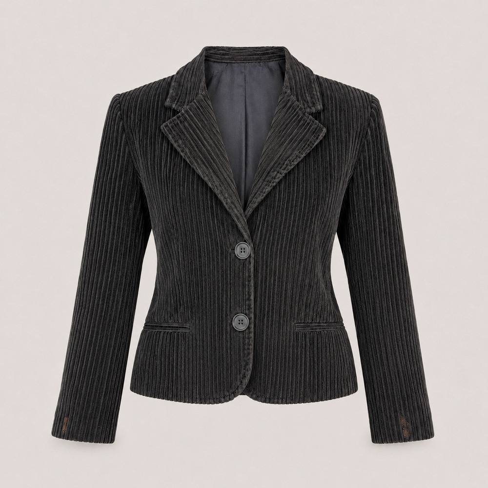 Vakkorama New York Y2K Black Corduroy Blazer Jacket 44/8 Indie Sleaze Vintage